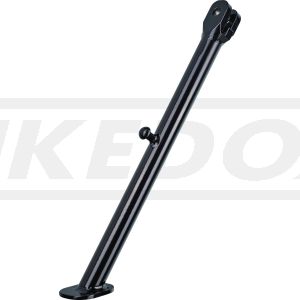 KEDO HeavyDuty Side Stand, for 10mm frame hole and 1 spring (or 2 nested), with stop limiter, black plastic coated