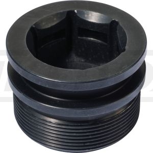 Fork Leg Top Nut, aluminium black anodized, CNC milled, 1 piece, OEM reference # 1U6-23111-M1, AF19