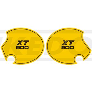 Side Cover Decal Set Competition Yellow 'XT500', 1 Pair Right & Left, Lettering similar to 1980 TT500 US model