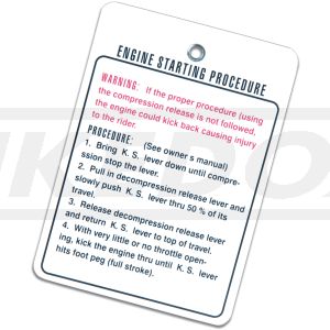 Handlebar Label (Repro) 'Engine Starting Procedure'