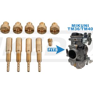 Tuning Jet Kit for Mikuni TM36 Flatslide Carburettor (4x pilot jet #12.5-#22.5, 5x main jet #127.5-#140, choke jet #25)