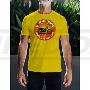 T-Shirt 50 Years XT500, Motiv: Splash, Farbe gelb, Größe M - XXL, Regular Fit, 100% Baumwolle