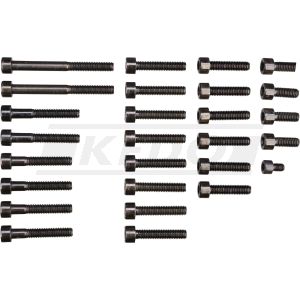 Replika-Schrauben-Set Motor-Seitendeckel schwarz verzinkt, Festigkeit 8.8, Innensechskant-Kopf, inkl. Verwendungs-Skizze