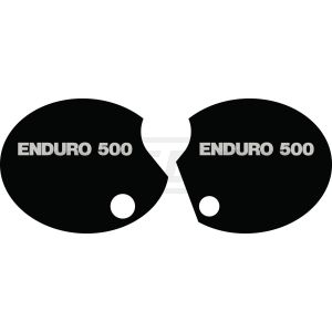 Seitendeckelaufkleber-Set 'ENDURO 500' rechts+links, schwarz (Schrift grau) -> Ersatz siehe 21068