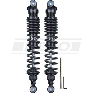 YSS Stereo-Federbeine Black-Edition mit Zugstufen-Verstellung, 1 Paar, 395mm lang +/-5mm Höhenverstellung, mit TÜV-Gutachten