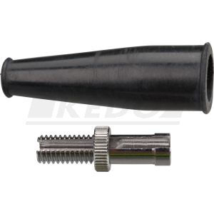 M8x1.25 Adjusting Screw incl. Nut for Brake or Clutch Control Cable, 1 Piece (length 35mm, incl. cap, max. cable cover diameter: 6.3mm)