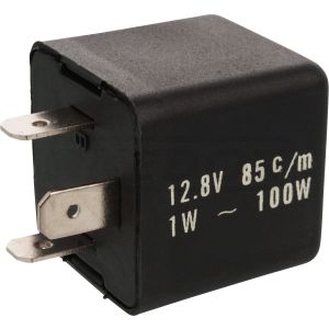 Flasher Relay, 12V/1-100W, 3 Pin, Load-Independant, Suitable for Hazard Lights