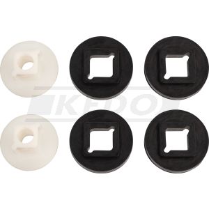 Headlight Mounting Set, 4x rubber, 2x sleeve, for mounting the headlight on the headlight brackets (suitable for original metal and plastic headlights)