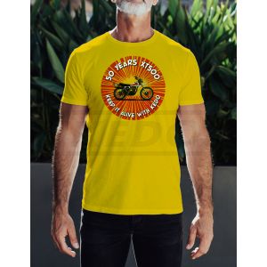 T-Shirt 50 Years XT500, Motiv: Splash, Farbe gelb, Größe M - XXL, Regular Fit, 100% Baumwolle