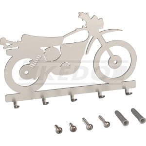 Keyboard/Coat Rack 'XT500', size 178x113mm, 5 hooks, 2mm stainless steel, incl. dowels & stainless steel bolts