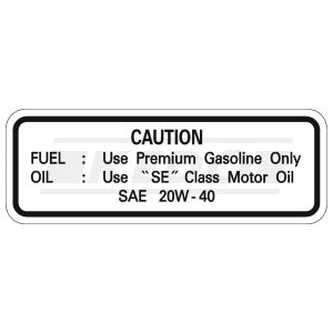 'Service'- Decal, FUEL-OIL (4Z, 20W-40)