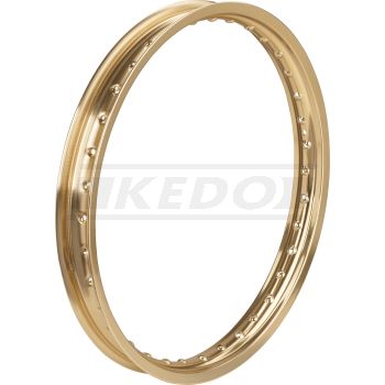 Replica Aluminium Rim 1.85x21', Shiny Gold Anodized, Drilled