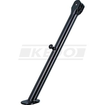 KEDO HeavyDuty Side Stand, for 10mm frame hole and 1 spring (or 2 nested), with stop limiter, black plastic coated