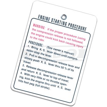 Handlebar Label (Repro) 'Engine Starting Procedure'