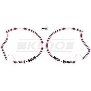 Side Cover Sticker 'Paris-Dakar', stripes blue/white/red, 1 pair,