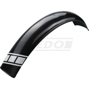 Trial Front Fender Stilotor, black coloured, dim. approx.: 740mm long, 100mm wide, max. 135mm radian measure, incl. Speedblock decal white