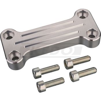 Handlebar Clamp Billet Aluminium, with milled grooves, incl. 4 bolts