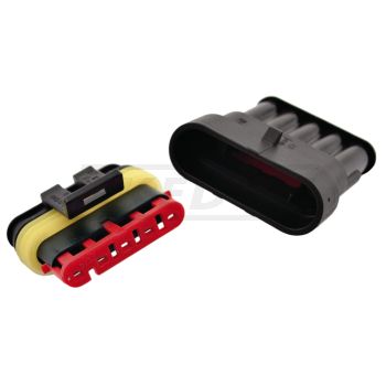 AMP Superseal 1,5 Series, 5-way connector housing-set, waterproof (IEC 529 / DIN 40050 IP67), without connectors