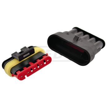 AMP SUPERSEAL 1,5 SERIE, 5er Stecker/Buchsen-Set wasserdicht (IEC 529 sowie der DIN 40050 IP 67) (OHNE Kontakte/Stopfen)