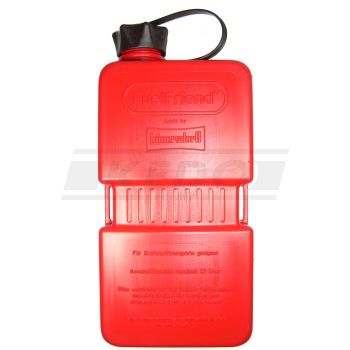 1.5L Jerry Can Hünersdorff 'Fuelfriend', red, suitable for petrol/oil, fastening straps for tension belts, Dim. incl. cap: 280x121x67mm