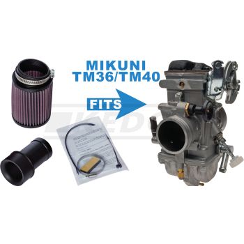 Intake Duct for Mikuni TM36/40, Length 120mm, Complete with K&N Racing Air Filter and Mounting Material