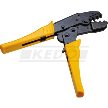 Crimpzange für KFZ-Stecker/-Buchsen ohne Isolierung sowie Japan-Stecker/ -Buchsen, 1,5-6qmm, Ratschenfunktion, Crimpung und Zugentlastung gleichzeitig