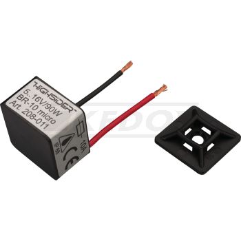 Mini Flasher Relay 5-16V Load-Independent, 1-21W, Short-Circuit-Proof, Overload-Protected, Waterproof, Size 20x20x13mm