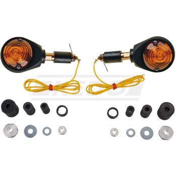 Bar End Indicator Set, Black, 1 Pair, 'E'-Marked (Bulb: BAY9S 12V/21W Halogen, Spare Part see Item 41066)