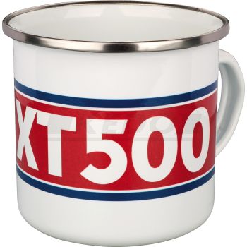 Tasse émaillée 'XT500', 300ml, blanc/rouge/bleu, dans emballage cadeau. Lavage main conseillé