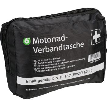Motorcycle First Aid Kit, small nylon first aid kit, contents according to DIN 13 167 (StVZO § 35 h), should always be with you, size approx. 160 x 115 x 60mm