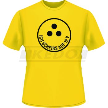 T-Shirt 'Ich sch*** auf 12V', Size XL, colour yellow with black print, 100% cotton (approx. 160g/m2)