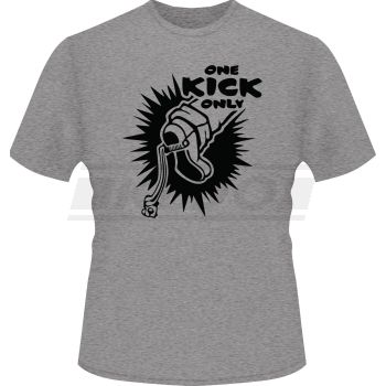 T-shirt, 'One Kick Only', taille L, gris, 100% coton (180g/m²)