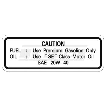 'Service'- Decal, FUEL-OIL (4Z, 20W-40)