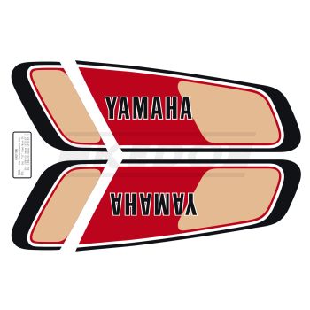Fuel Tank Decal XT500´'77 Black/Red/Beige, overcoatable, complete Set LH/RH, incl. Service-Sticker