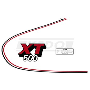 Fuel Tank Decal XT500'80, Red/Black/White, complete Set LH/RH, overcoatable