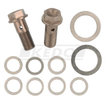 Kit révision pour durite de lubrification double (2 vis creuses inox, 9 rondelles joints alu)