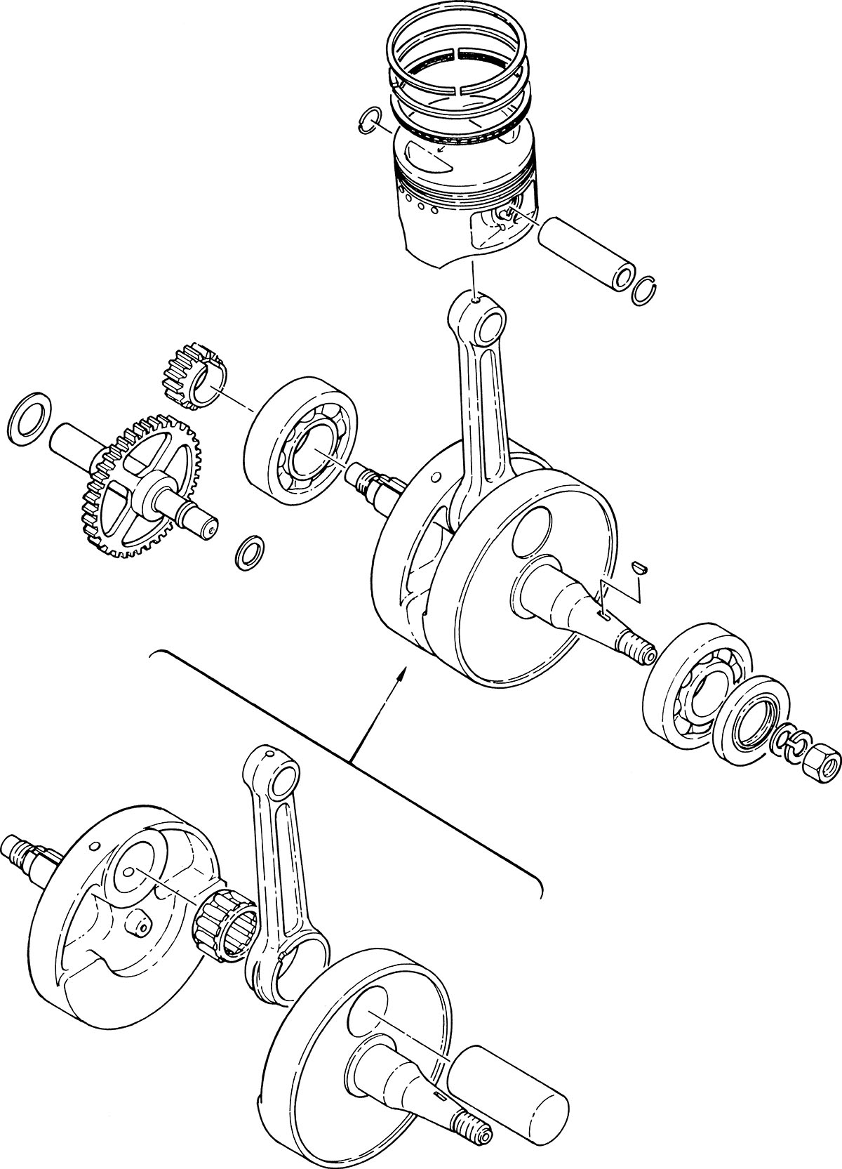 Vilebrequin et piston